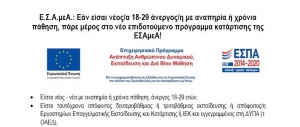 ΕΠΙΔΟΤΟΥΜΕΝΟ ΠΡΟΓΡΑΜΜΑ ΕΠΑΓΓΕΛΜΑΤΙΚΗΣ ΚΑΤΑΡΤΙΣΗΣ ΑΝΕΡΓΩΝ ΜΕ ΑΝΑΠΗΡΙΑ   Η ΧΡΟΝΙΑ ΠΑΘΗΣΗ ΗΛΙΚΙΑΣ 18-29 ΕΤΩΝ